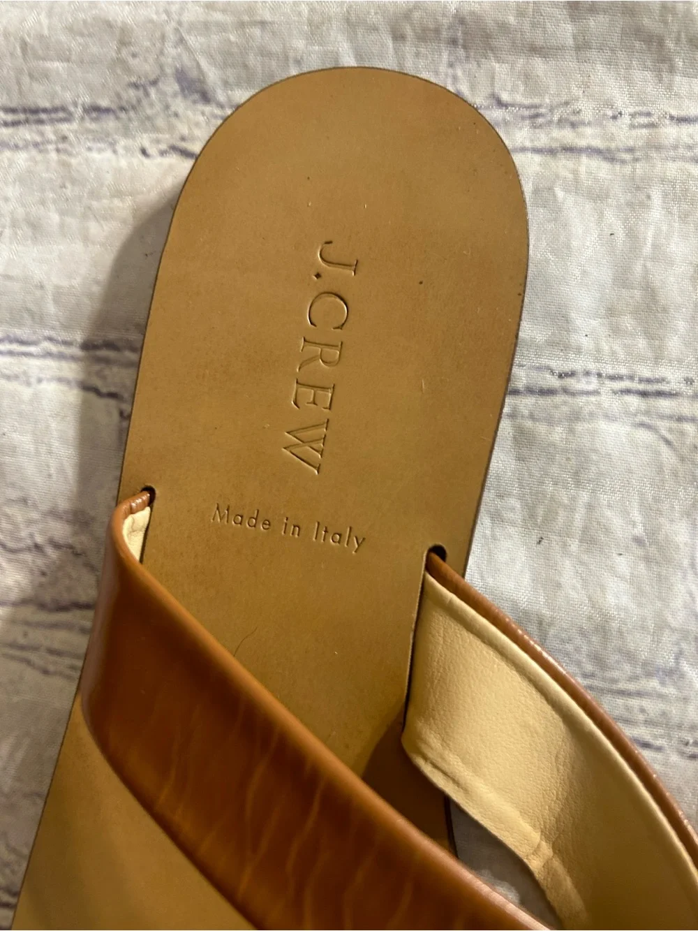 J.CREW MINIMALIST TWO-BAND CARMEL BROWN SLIDE SANDALS WOMENS SIZE 8